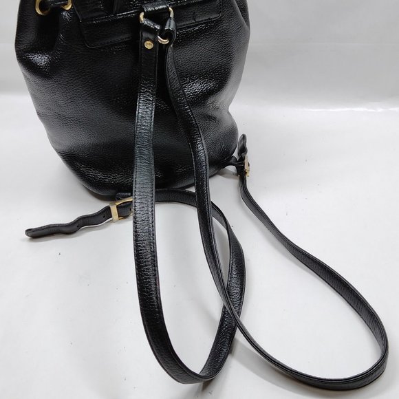 Auth Mcm Backpack Bag Black Leather #36590M11 - Picture 4 of 9